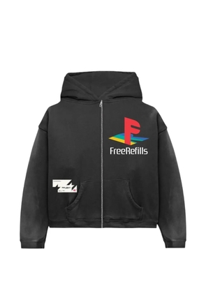 Free Refills printed zip-up hoodie - Black