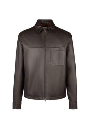 Tod's zipped leather overshirt - Brown