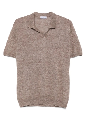 Gran Sasso polo-neck linen T-shirt - Brown