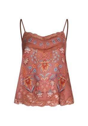 FARM Rio floral print lace tank top - Brown