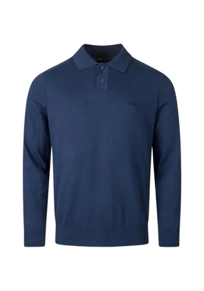 BOSS logo-embroidered buttoned polo top - Blue