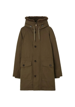 Burberry shearling trim gabardine parka - Green