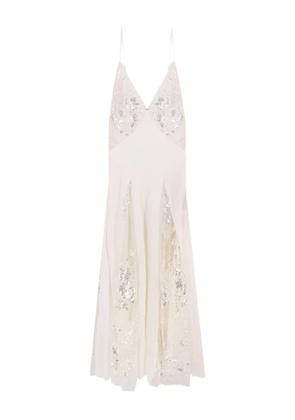 Elisabetta Franchi embroidered lace midi dress - White