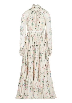 Giambattista Valli botanical draped dress - White