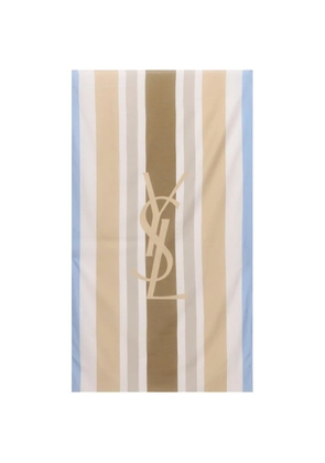 Saint Laurent YSL striped scarf - White
