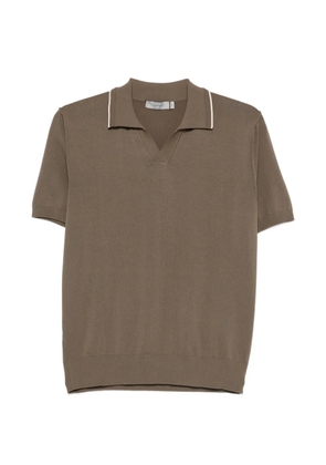 Canali ribbed-trim polo shirt - Brown