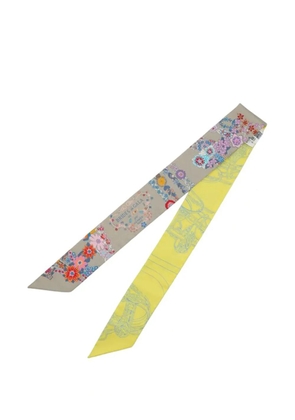 Hermès Pre-Owned 2025 Brides de Gala En Fleurs Silk Twilly Scarf scarves - Grey