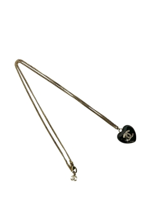 CHANEL Pre-Owned 2026 Gold Plated Resin Crystal CC Pendant Necklace costume necklace - Black