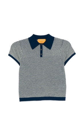 Guest In Residence Pique buttoned short-sleeve polo shirt - Blue