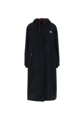 Miu Miu drawstring-hood coat - Blue