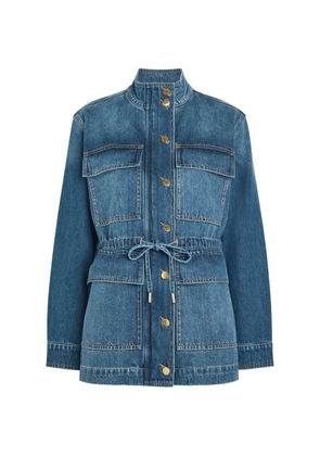 Veronica Beard Truman drawstring pocket demin jacket - Blue