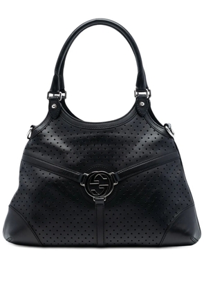 Gucci Pre-Owned 2000-2015 Perforated Calfskin Interlocking G Reins satchel - Black