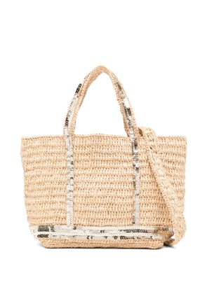 Vanessa Bruno XS sequin raffia tote bag - Neutrals