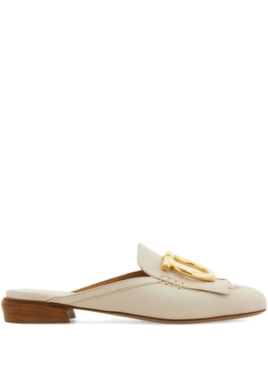 Ferragamo fringed Gancio mules - White