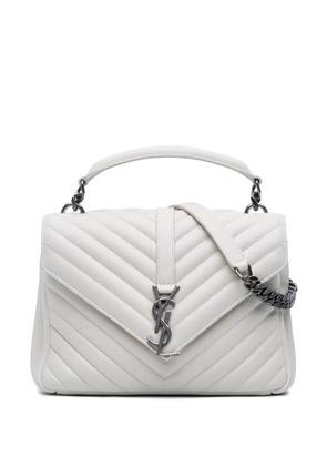 Saint Laurent Pre-Owned 2017 Medium Chevron Sheepskin Monogram College satchel - White
