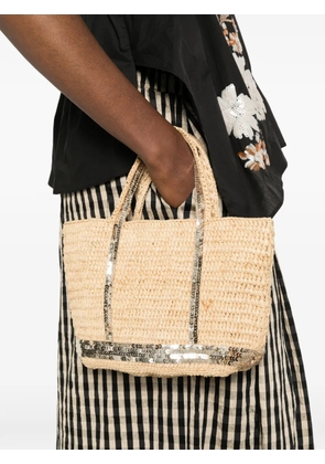 Vanessa Bruno XS sequin raffia tote bag - Neutrals