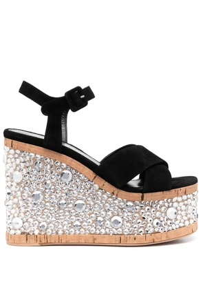 Haus of Honey crystal-embellished wedge sandals - Black