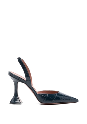 Amina Muaddi Holli crocodile effect slingback pumps - Blue