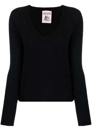 Semicouture brushed U-neck knitted top - Black