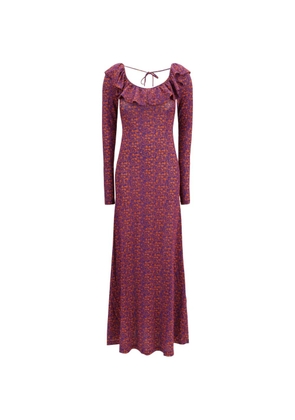 Kristina Ti floral-print ruffled-collar maxi dress - Purple