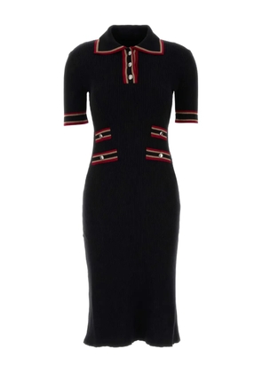 Alessandra Rich ribbed-knit polo-neck midi dress - Black