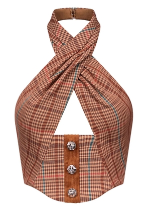 AREA checked top - Brown