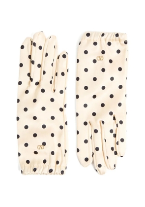 Valentino Garavani VLogo Signature polka dot-print gloves - Neutrals