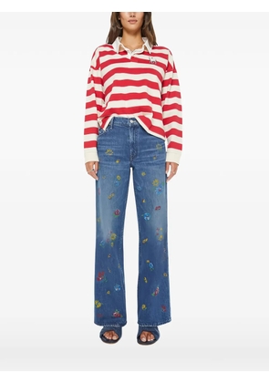 MOTHER The Boxy Match striped long-sleeve polo shirt - Red