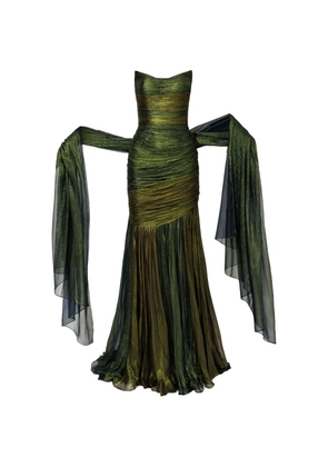 Iris Serban Kim strapless metallic maxi dress - Green