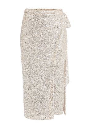NEVER FULLY DRESSED sequin wrap asymmetric skirt - Silver