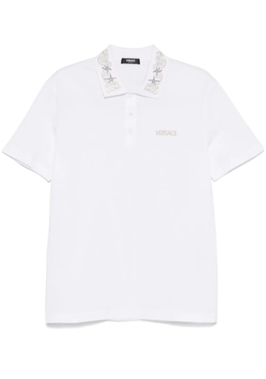 Versace logo-embroidered polo shirt - White
