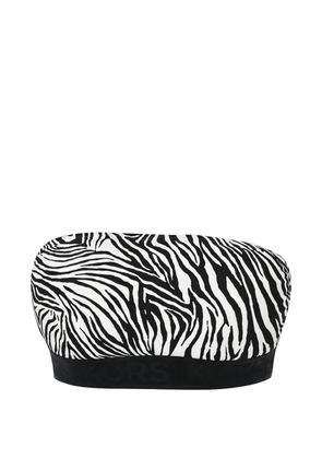 Michael Michael Kors Bandeau zipped-back zebra-print bikini top - White