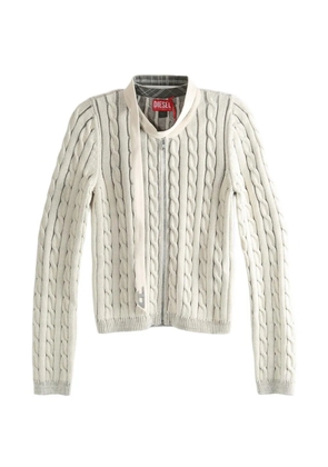 Diesel cable-knit zip cardigan - Neutrals