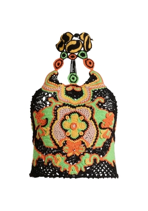 ETRO floral-detail crochet top - Black