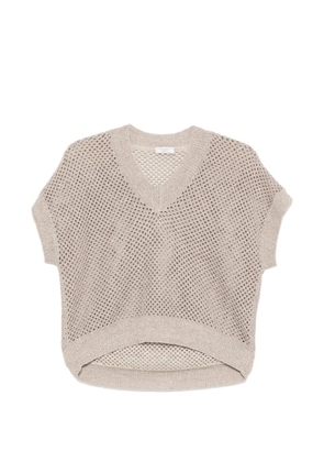 Peserico V-neck open-knit top - Brown