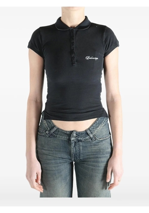 Balenciaga logo-detail polo top - Black
