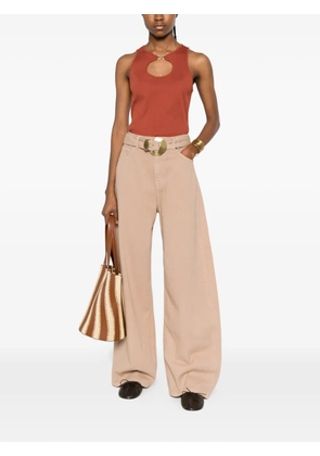 TWINSET keyhole ribbed top - Brown