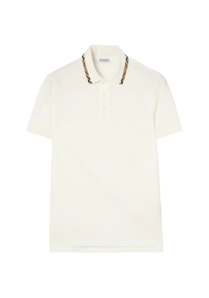 Burberry Check-trim cotton polo shirt - White