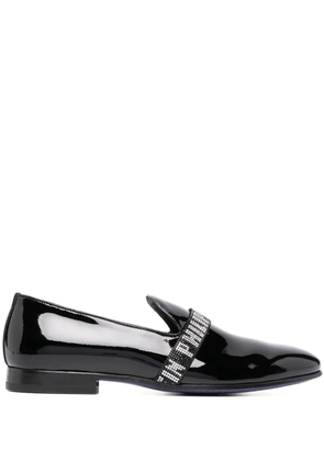 Philipp Plein logo-embellished patent slippers - Black