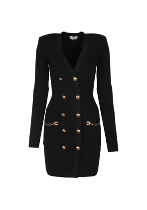 Elisabetta Franchi jewel-button chain-detail knitted mini dress - Black