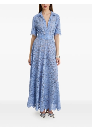 MOOS STUDIO Blue Reverie lace belted maxi dress