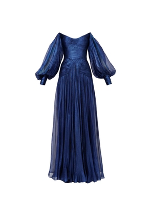 Iris Serban Petal balloon-sleeve off-shoulder maxi dress - Blue