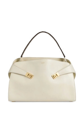 Ferragamo Hug soft bicolor shoulder bag (L) - White