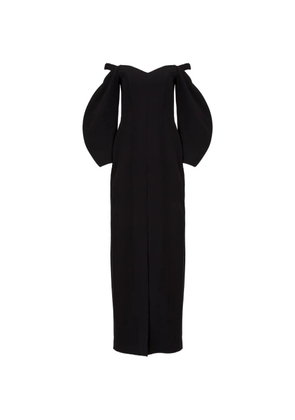 MOOS STUDIO Black Tulip off-the-shoulder balloon-sleeve maxi dress