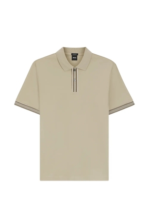 BOSS striped-detail cotton polo shirt - Neutrals