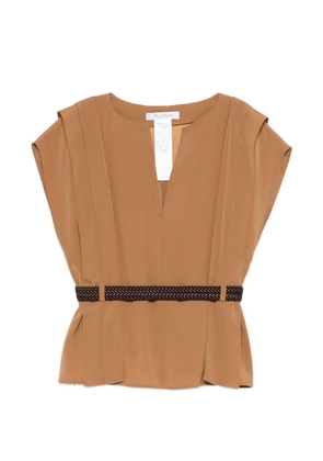 Max Mara Mxmabete belted V-neck top - Neutrals