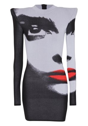 Balmain face-motif mini dress - White