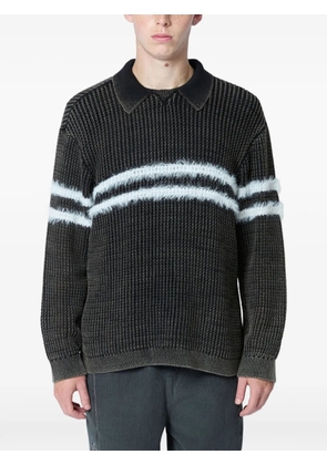ACHM waffle stripe sweater - Black