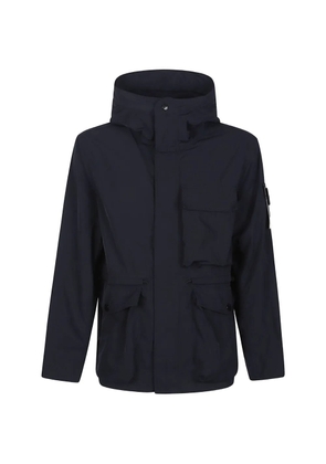 Stone Island logo-patch hooded jacket - Blue