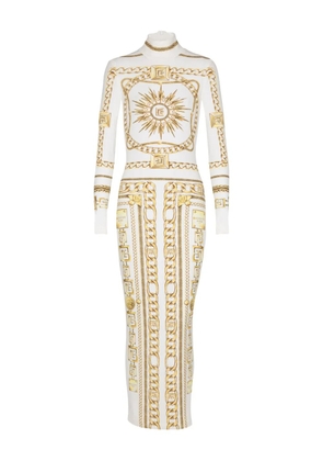 Balmain graphic-print bodycon dress - White